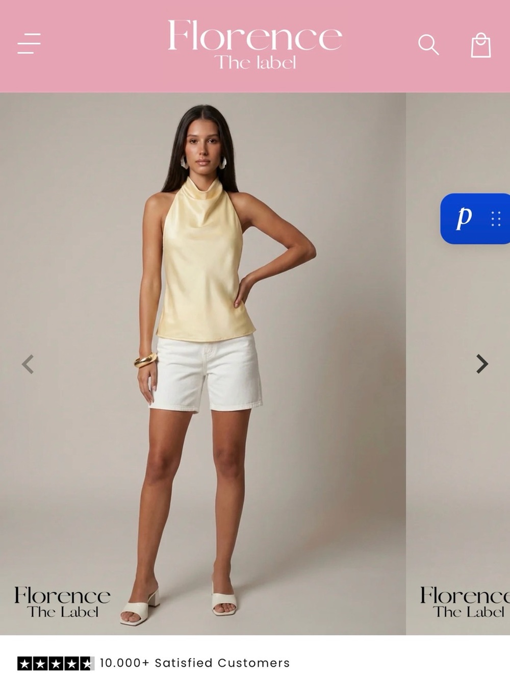 Women's Satin Halter Tank Top in Pale Yellow